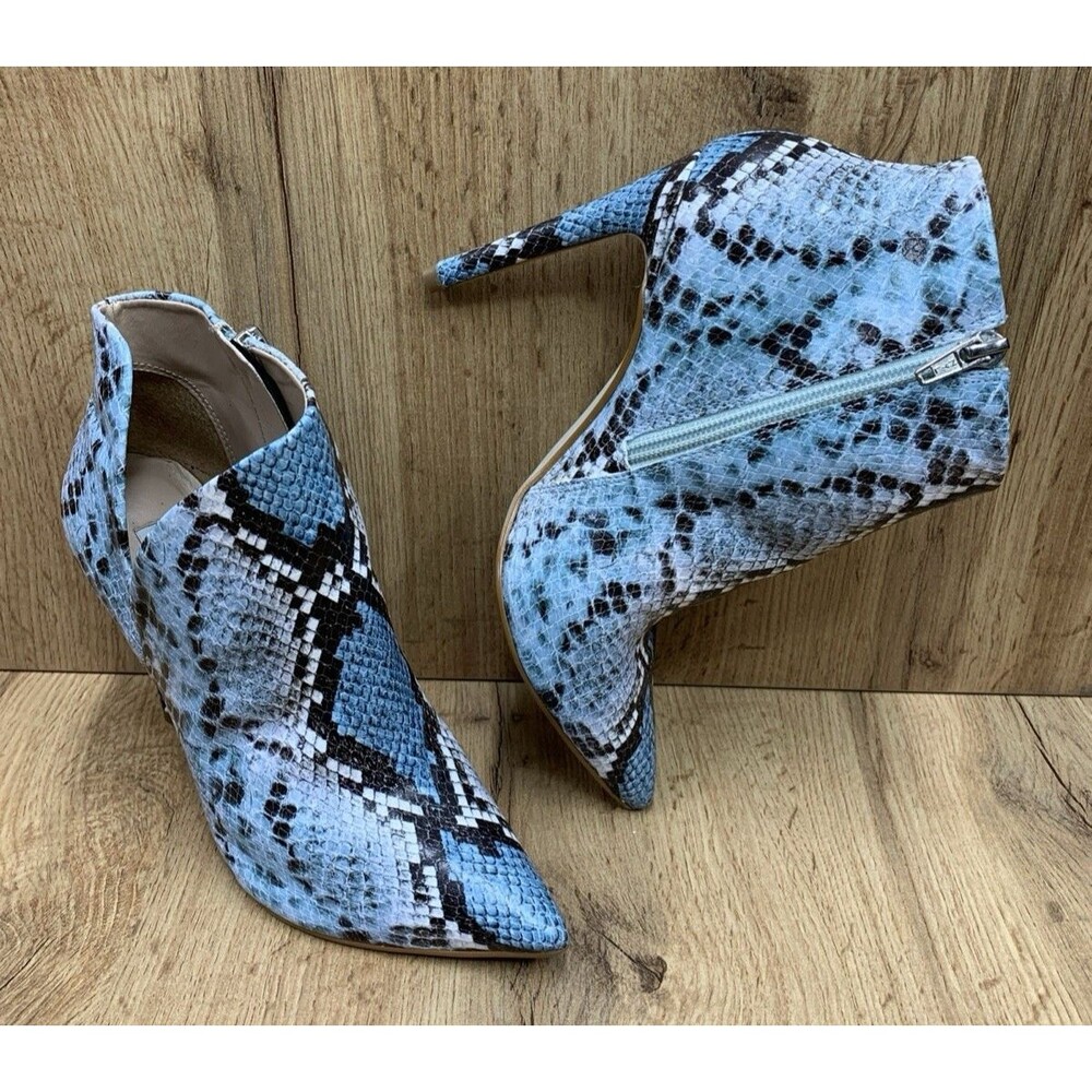 Steve Madden Women's Snakeskin Bootie Stiletto Heels Decoy Blue Size 6 M Medium